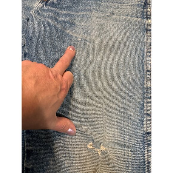 Vintage Rustler 32x30 Blue Denim Jeans Straight Leg Distressed Style Made In Mex - Picture 3 of 12